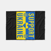 Couverture Polaire Drapeau de l'Ukraine soutenu avec le cœur (Devant (Horizontal))