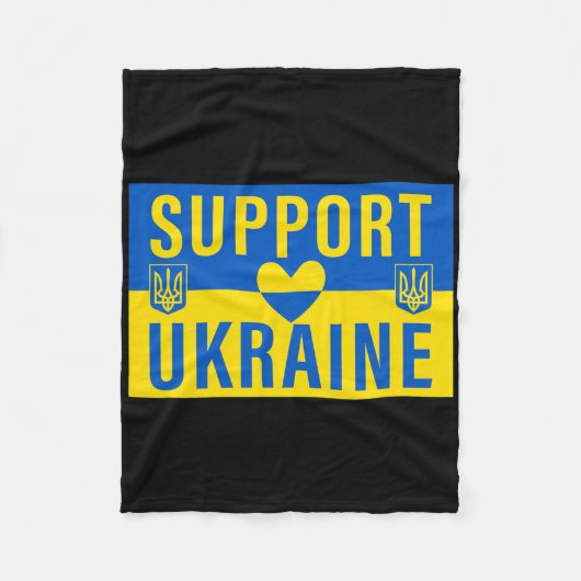 Couverture Polaire Drapeau de l'Ukraine soutenu avec le cœur (Devant)