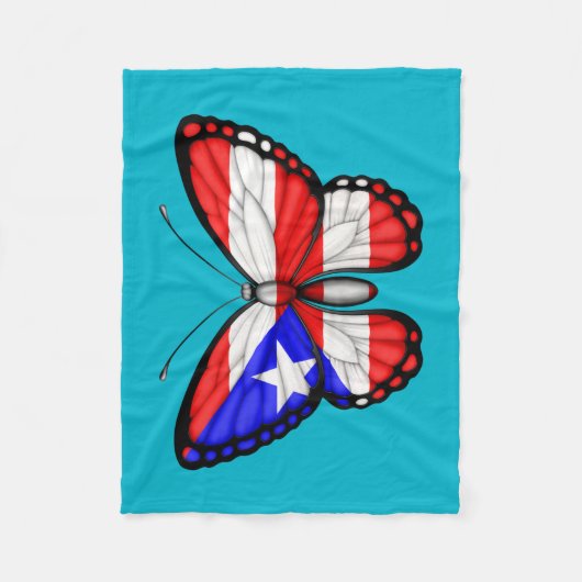 Couverture Polaire Drapeau de papillon de Porto Rico (Devant)