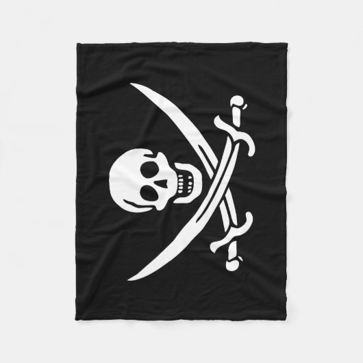 Couverture Polaire Drapeau de pirate Crâne croisé épées (Devant)