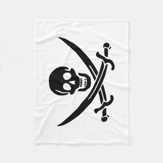 Couverture Polaire Drapeau de pirate Crâne croisé épées (Devant)