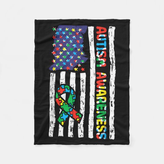 Couverture Polaire Drapeau de sensibilisation à l'autisme ruban asd p (Devant)