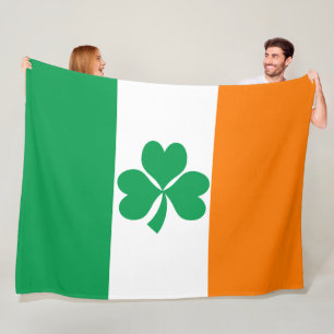 Couverture Polaire Drapeau de shamrock de l'Irlande grand