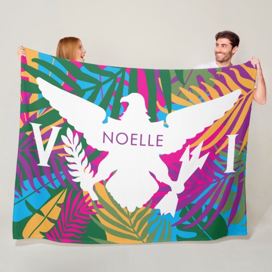 Couverture Polaire Drapeau des îles Vierges américaines, Feuilles tro (En situation)