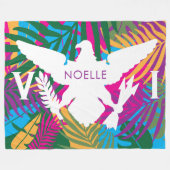 Couverture Polaire Drapeau des îles Vierges américaines, Feuilles tro (Devant (Horizontal))