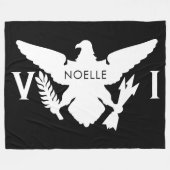 Couverture Polaire Drapeau des îles Vierges américaines, noir et blan (Devant (Horizontal))