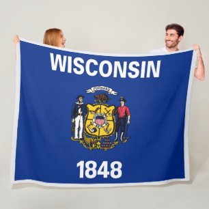 Couverture Polaire Drapeau d'État du Wisconsin Imprimer Patriotc