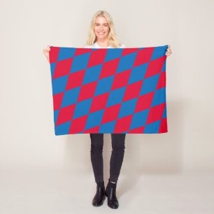 Couverture Polaire Drapeau diamant Bavière bleu et rouge Motif