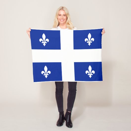 Couverture Polaire Drapeau du Québec PQ Qc avec fleur de lys (En situation)