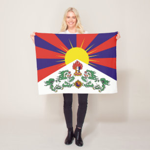 Couverture Polaire Drapeau du Tibet - Drapeau du lion des neiges