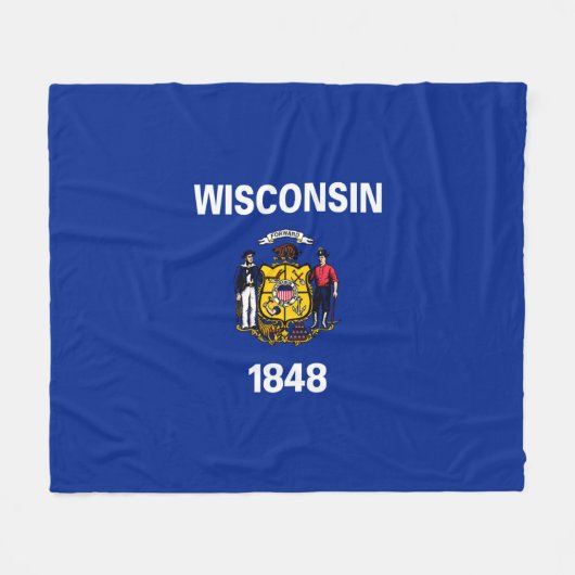 Couverture Polaire Drapeau du Wisconsin (Devant (Horizontal))