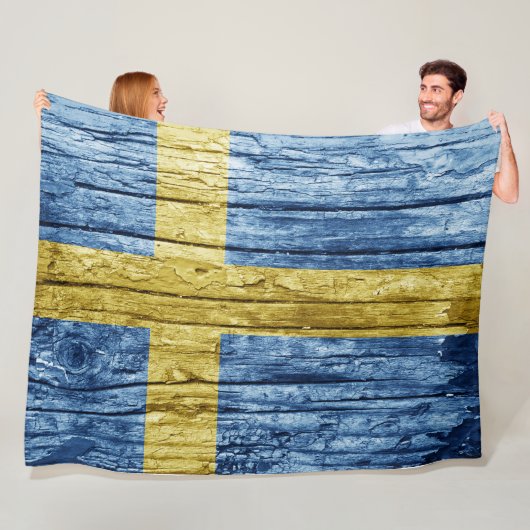 Couverture Polaire drapeau en bois de Suède (En situation)