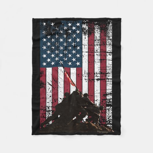 Couverture Polaire Drapeau Iwo Jima Levée Distressed Us Drapeau 2ème (Devant)