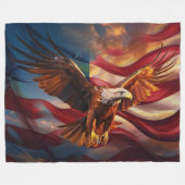 Couverture Polaire Drapeau Patriotique Américain Gardé Par Un Aigle A (Devant (Horizontal))