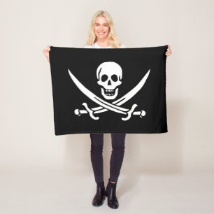 Couverture Polaire Drapeau pirate crâne épées croisées
