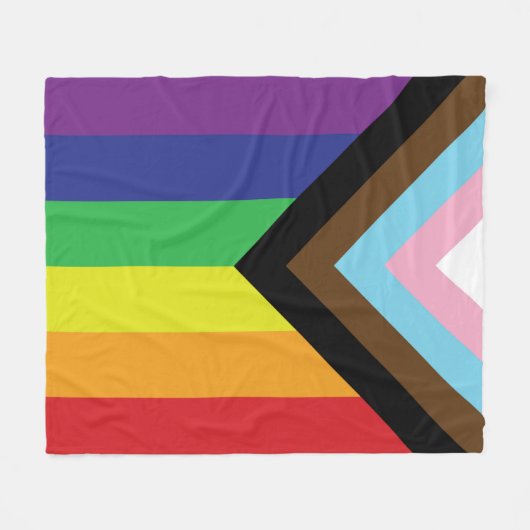 Couverture Polaire Drapeau progressiste LGBTQIA (Devant (Horizontal))