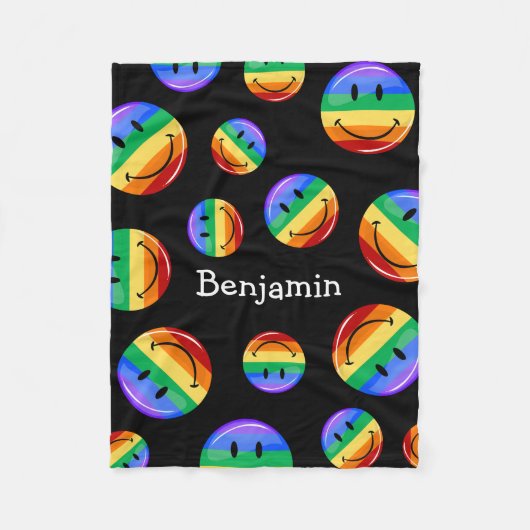 Couverture Polaire Drapeau rond brillant de gay pride (Devant)