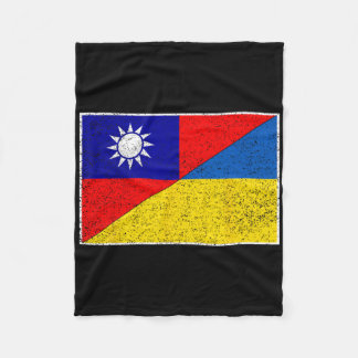 Couverture Polaire Drapeau Taïwan Ukraine Soutien Taïwanais Ukrainien