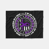 Couverture Polaire Drapeau Usa Avec Rubans Violets Pour Cancer Pancré (Devant (Horizontal))