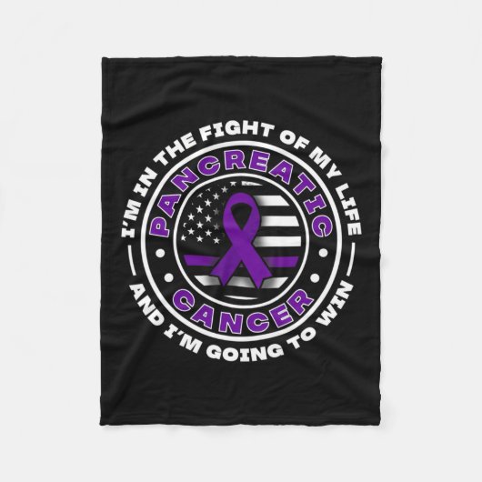 Couverture Polaire Drapeau Usa Avec Rubans Violets Pour Cancer Pancré (Devant)