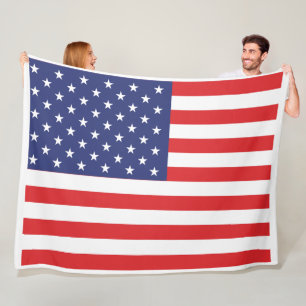 Couverture Polaire Drapeau USA Imprimer Patriotique Blanche en polair