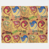 Couverture Polaire Drapeaux de cour allemands /Chiens, Cerfs, Faucons (Devant (Horizontal))