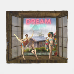 Couverture Polaire Dream Bigger Altered Art Danseurs Vintages