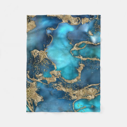 Couverture Polaire DreamBlue Turquoise et Gold (Devant)