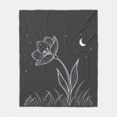Couverture Polaire Dreamlit Moonlit Flower Line Art avec étoiles (Devant)