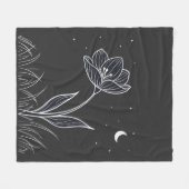 Couverture Polaire Dreamlit Moonlit Flower Line Art avec étoiles (Devant (Horizontal))