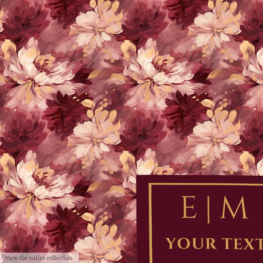 Couverture Polaire Dreamy Blush Burgundy Gold Personnalisé Floral