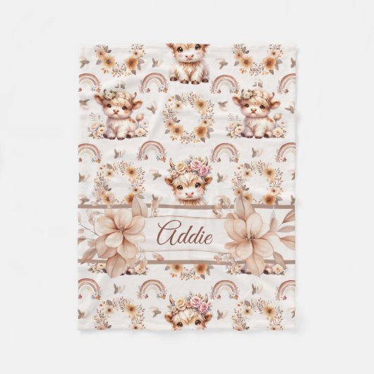 Couverture Polaire Dreamy Boho Highland Cow Nursery (Devant)