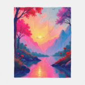 Couverture Polaire Dreamy River Sunset Serene Fantasy Mountains (Devant)