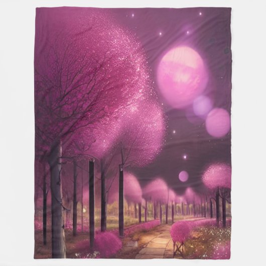 Couverture Polaire Dreamy Rose Nightscape (Devant)