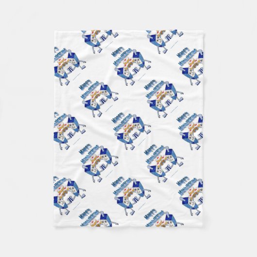 Couverture Polaire Dreidels de Hanoukka dansants et beignets de gelée (Devant)