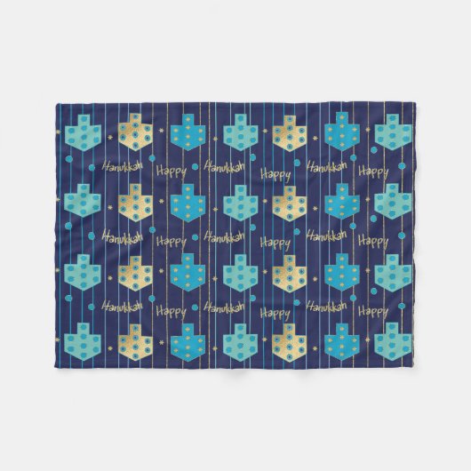 Couverture Polaire Dreidels en Blue Hanoukka Fleece Blanket (Devant (Horizontal))