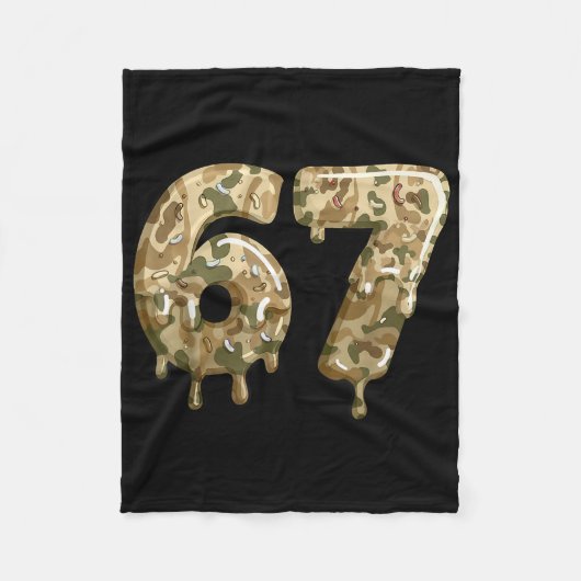 Couverture Polaire Drôle 67 Camo Drip Mème Six Sept Argot Alpha  (Devant)