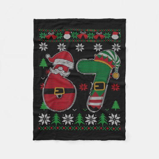 Couverture Polaire Drôle 67 Meme 6 7 Pull De Noël Moche Pour Garçons (Devant)