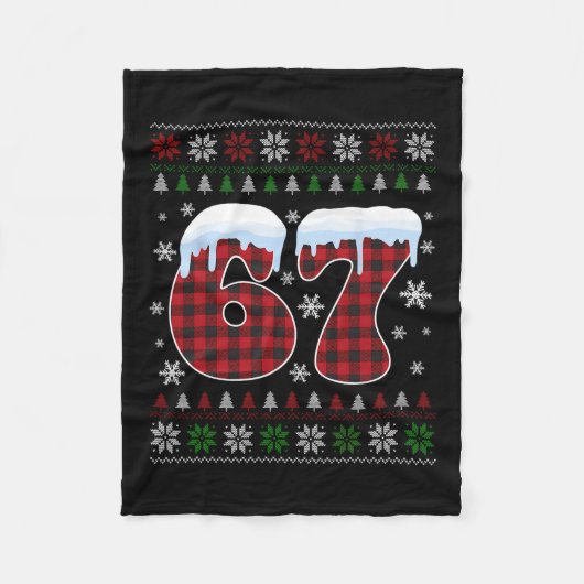 Couverture Polaire Drôle 67 Six Sept Mème Brainrot Cringe Noël (Devant)