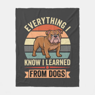 Couverture Polaire Drôle Bouledogue Tout ce que j'ai appris des chien