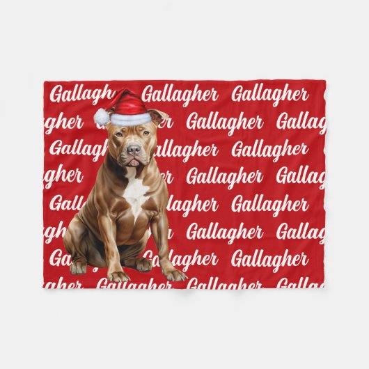 Couverture Polaire Drôle Brown Pitbull Nom du chien Motif Noël (Devant (Horizontal))