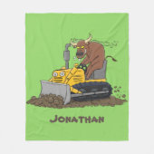 Couverture Polaire Drôle bulldozer de conduite de taureaux (Devant)