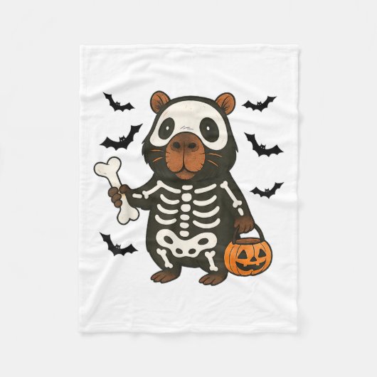 Couverture Polaire Drôle Capybara Skeleton Citrouille Costume d'Hallo (Devant)