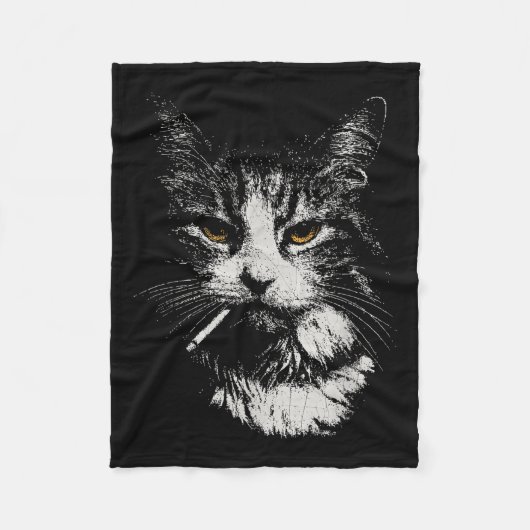 Couverture Polaire Drôle Cool Chat Fumer Mème Drôle Cat Ga (Devant)