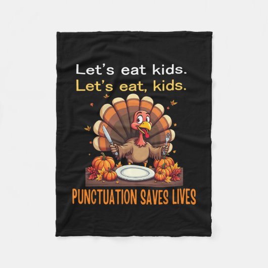 Couverture Polaire Drôle de Thanksgiving Professeur Dinde Allons Mang (Devant)