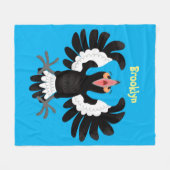 Couverture Polaire Drôle dessin animé de Magpie australienne (Devant (Horizontal))
