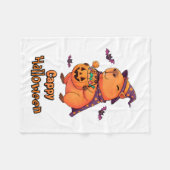 Couverture Polaire Drôle Éffrayant Gourmande Cadeau Halloween Capybar (Devant (Horizontal))