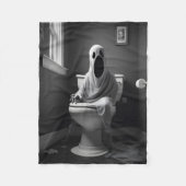 Couverture Polaire Drôle fantôme assis dans les toilettes (Devant)