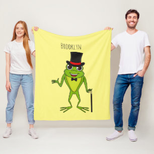 Couverture Polaire Drôle grenouille avec chapeau dessus dessin animé
