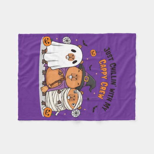 Couverture Polaire Drôle Halloween mignon Capybara "Cappy Crew" Dessi (Devant (Horizontal))